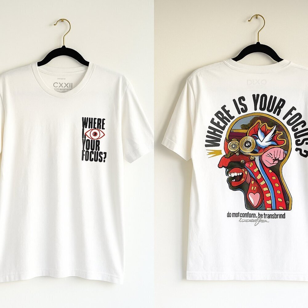 CXXII Apparel – Where Is Your Focus? Graphic Tee – Men's Size L​​​